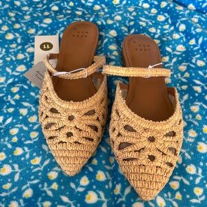 A New Day Women's Beige Crochet Mules